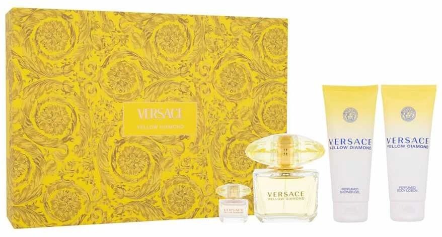 Versace Geltona Diamond rinkinys moterims (EDT, 90 ml + kūno losjonas, 100 ml + dušo želė, 100 ml + EDT, 5 ml)