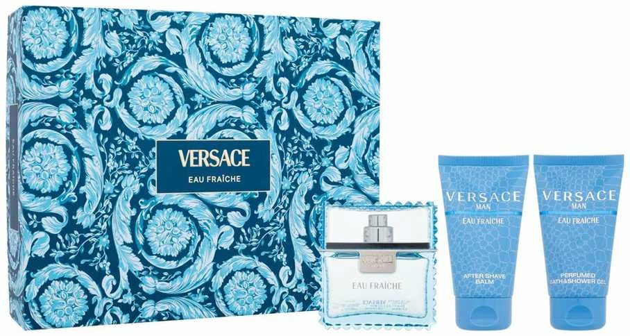 Versace Man Eau Fraiche rinkinys vyrams (EDT, 50 ml + dušo želė, 50 ml+ balzamas po skutimosi, 50 ml)