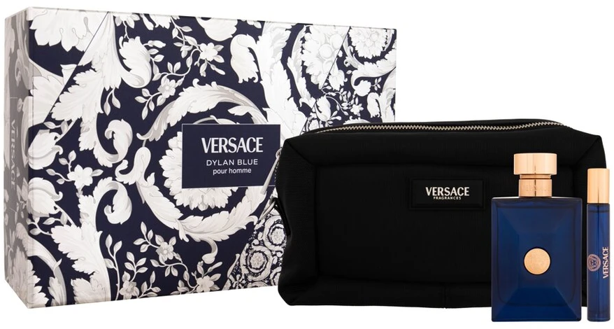 Versace Dylan Mėlyna Pour Homme rinkinys vyrams (EDT, 100 ml + EDT, 10 ml + kosmetinė)