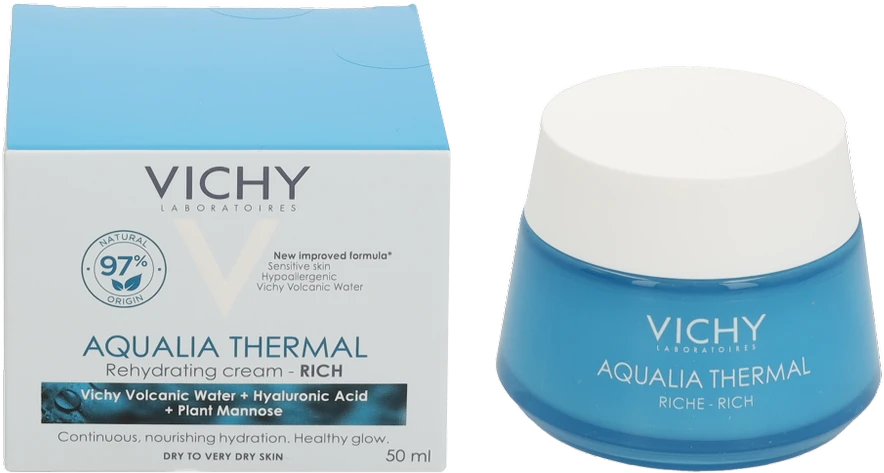 Vichy Aqualia Thermal Rich 48H Hydration drėkinamasis veido kremas sausai odai, 50 ml