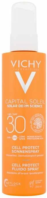 "Vichy Capital Soleil Invisible Fluid Purškiklis Spf30 apsauga nuo saulės veidui ir kūnui atspari vandeniui 200ml