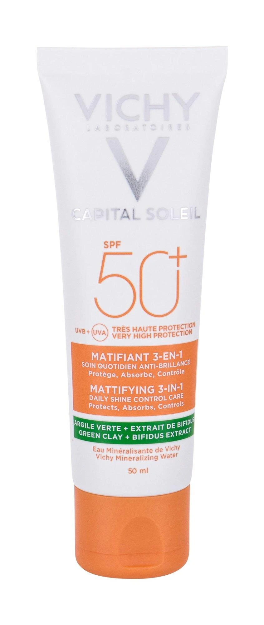 Vichy Capital Soleil Mattifying Protector 3 in 1 Spf50+ matinį efektą suteikianti kasdienė priemonė nuo saulės veidui 50ml