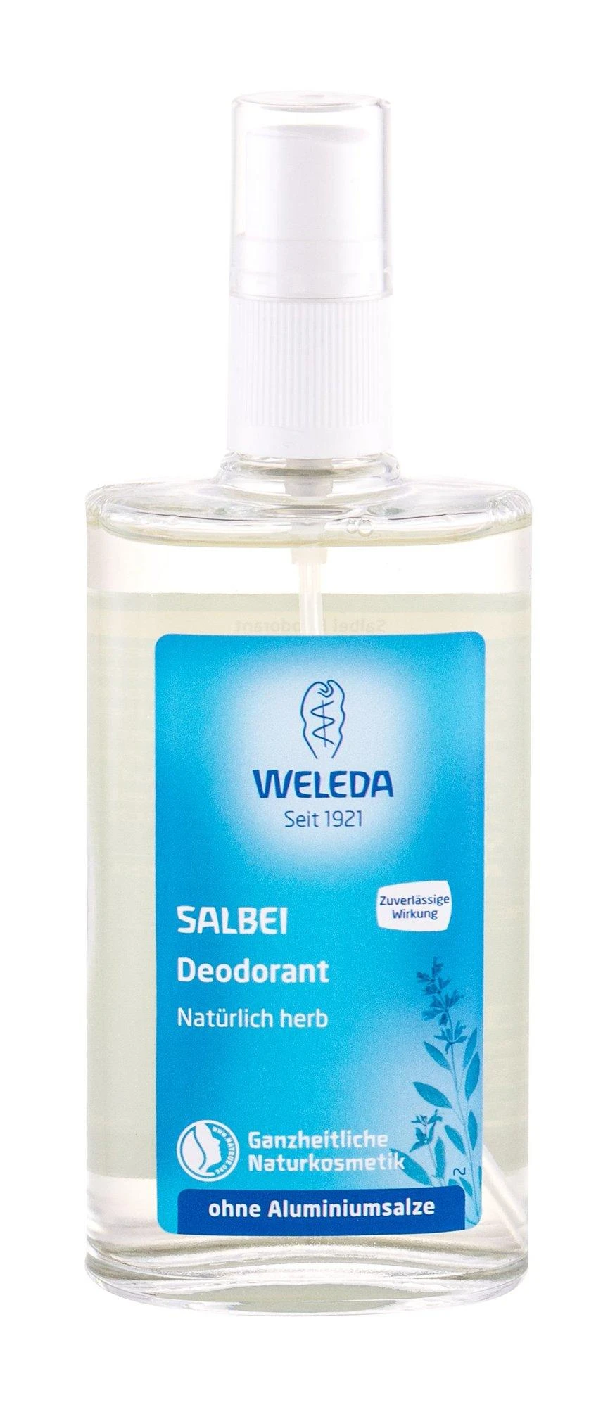 Weleda šalavijų dezodorantas stikliniame purškiamame buteliuke