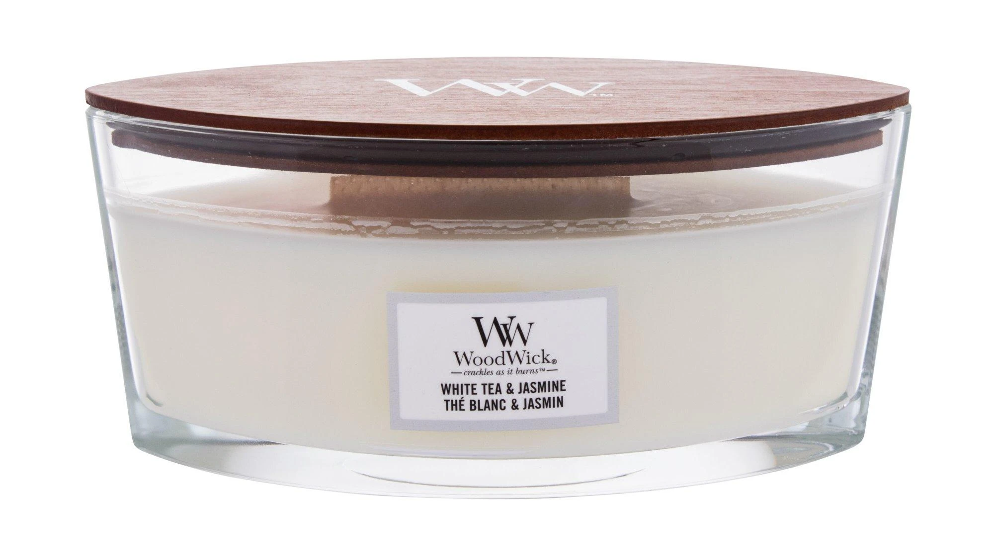 WoodWick Aromatinė žvakė (White Tea & Jasmine), 453,6 g