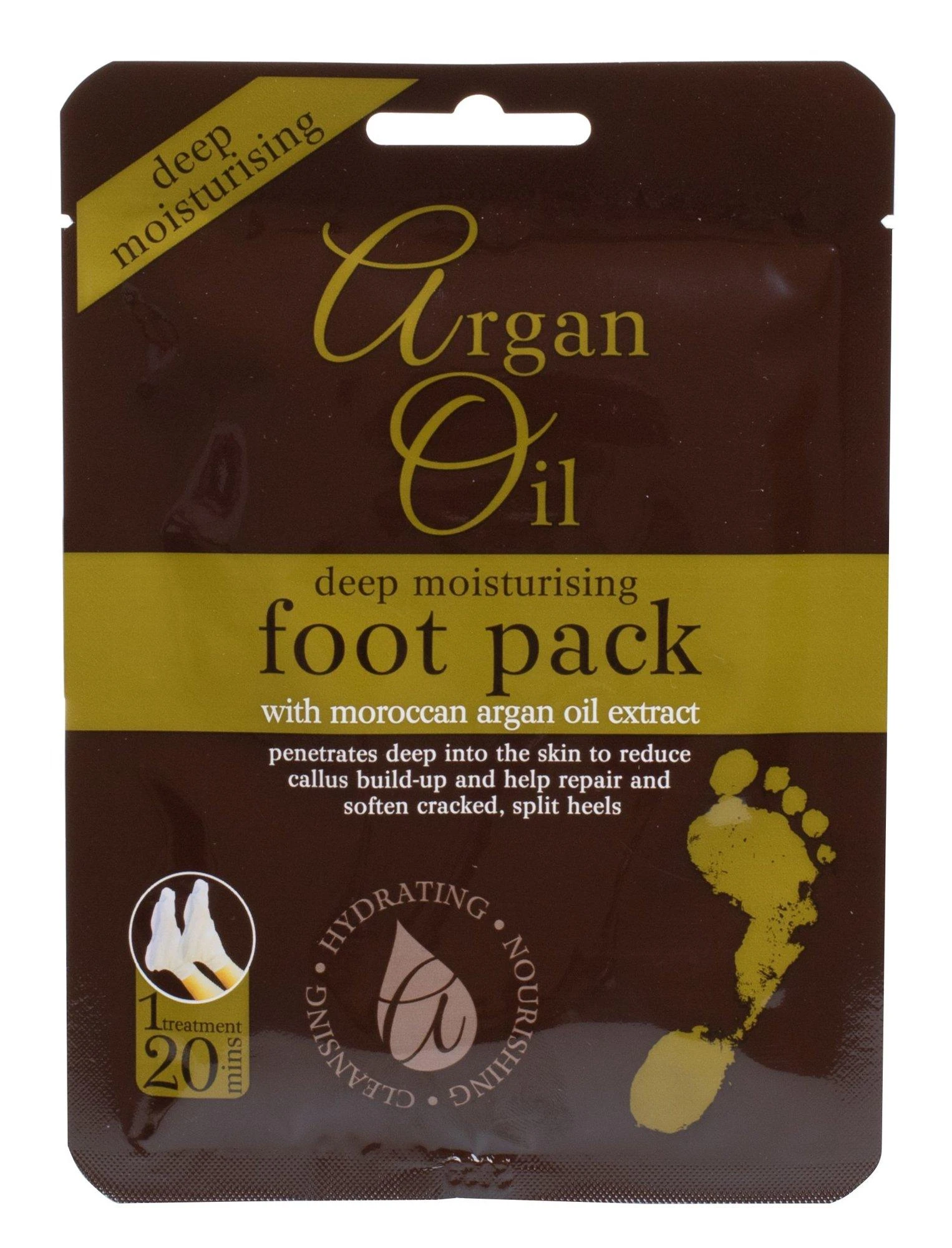 Xpel Argan Oil Deep Moisturizing Foot Pack Kaukė pėdoms moterims, 1 vnt