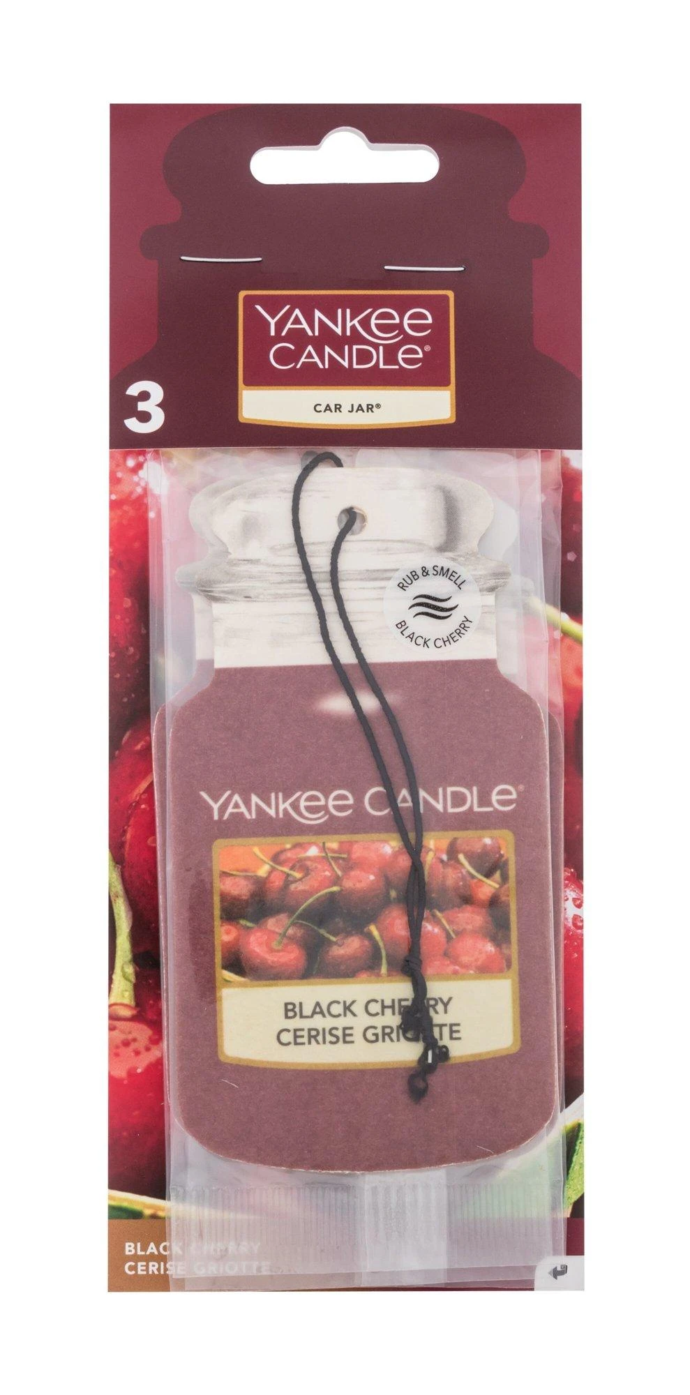 Yankee Candle Black Cherry automobilio kvapikliai pakuotėje