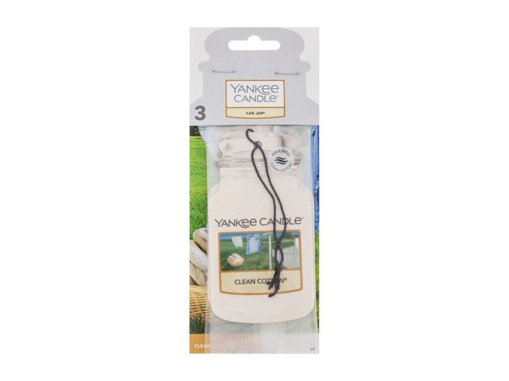 Yankee Candle Clean Cotton automobilių kvapai pakuotėje