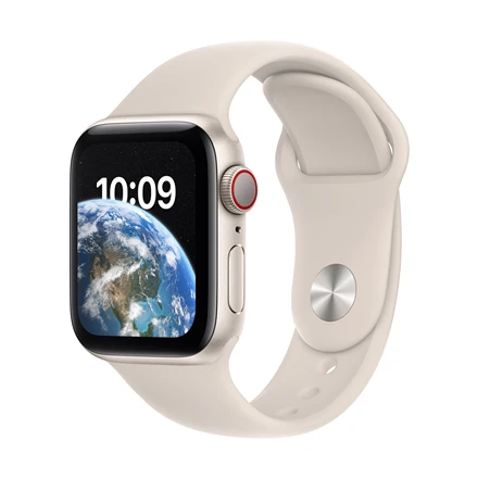 Išmanusis laikrodis Apple Watch SE (2nd Gen) GPS + Cellular, 40 mm, "Starlight" spalvos aliuminio korpusas su "Starlight" spalvos sportiniu dirželiu