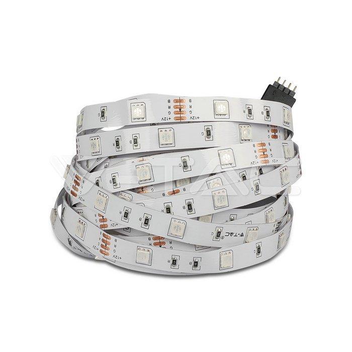 4,8 W/m, 100-240V LED juosta V-TAC, RGB. Komplekte 2x5m juosta, adapteris ir valdymo pultelis