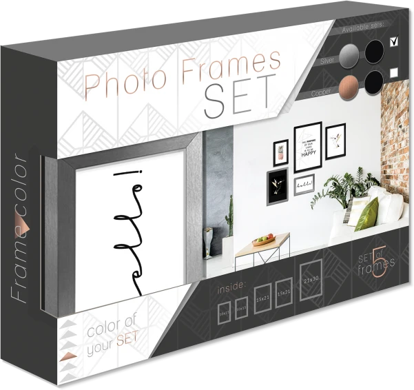 Nuotraukų rėmelis Rėmelis STYLER GRAPHICS Sidabrinis SET 2x10x15/2x15x21/1x21x30 juodas-sidabrinis| 15mm