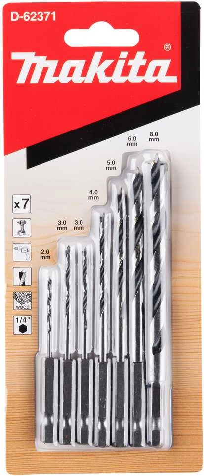 Grąžtas Makita 1/4" Grąžtų komplektas medžiui D-62371