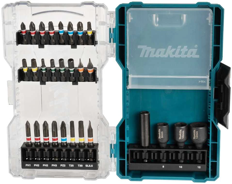 Grąžtas Makita 28 vnt. antgalių rinkiniai vitrininėje dėžėje E-07048