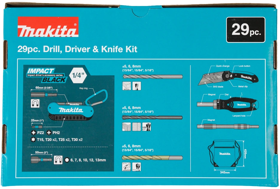 Makita 29 dalių įrankių ir priedų rinkinys E-30053