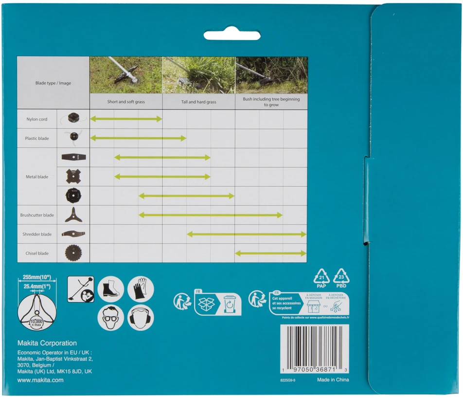 Makita 3-ašmenų krūmapjovės peilis, 257x25,4MM 1916D0-6