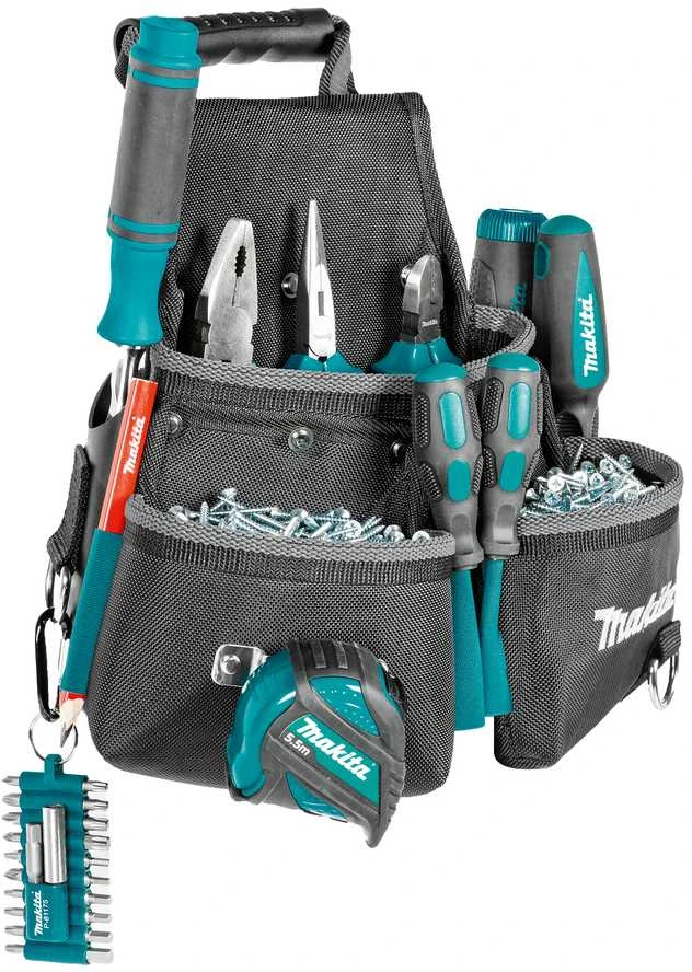Makita 3-jų kišenių dėklas tvirtinimo detalėms. Kabinimui prie diržo. E-15207