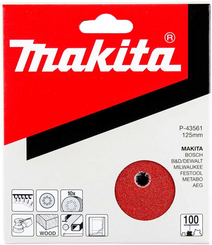 Makita Šlifavimo popierius 125MM K100(10Vnt.) BO5021 P-43561
