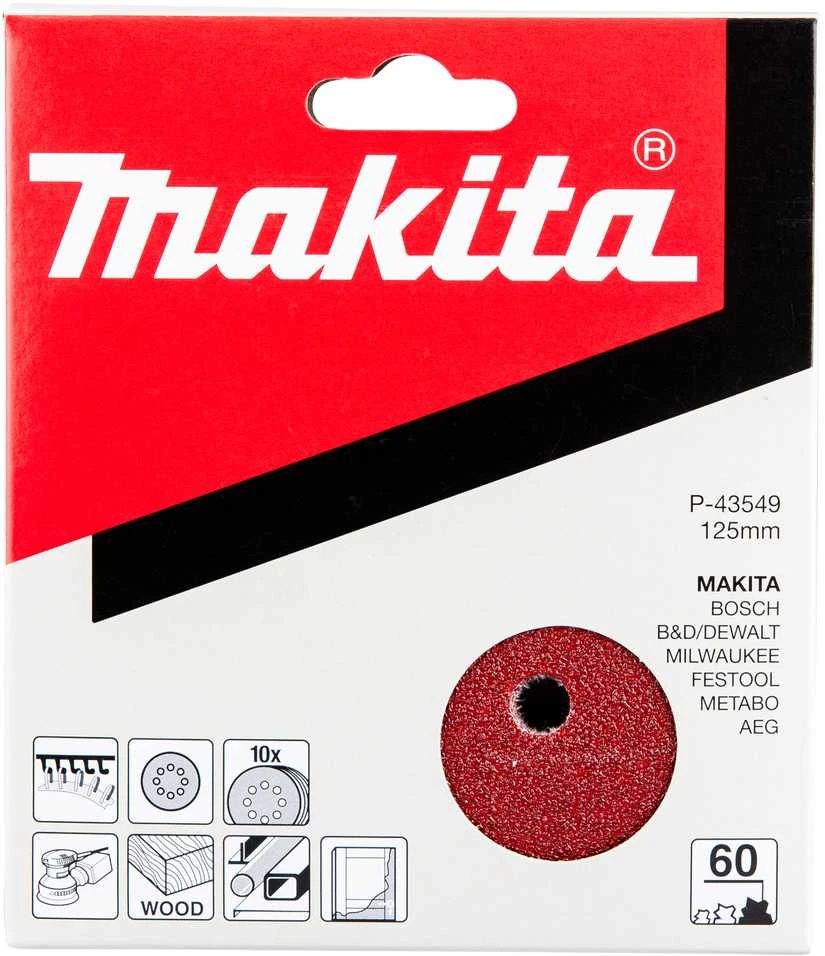 Makita Šlifavimo popierius 125MM K60 (10Vnt.) BO5021 P-43549