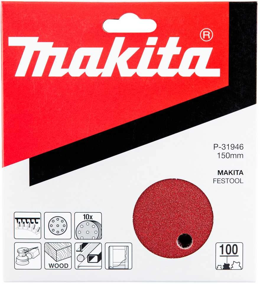 Makita Šlifavimo popierius 150MM K100(10Vnt.)BO6030 BO6040 P-31946