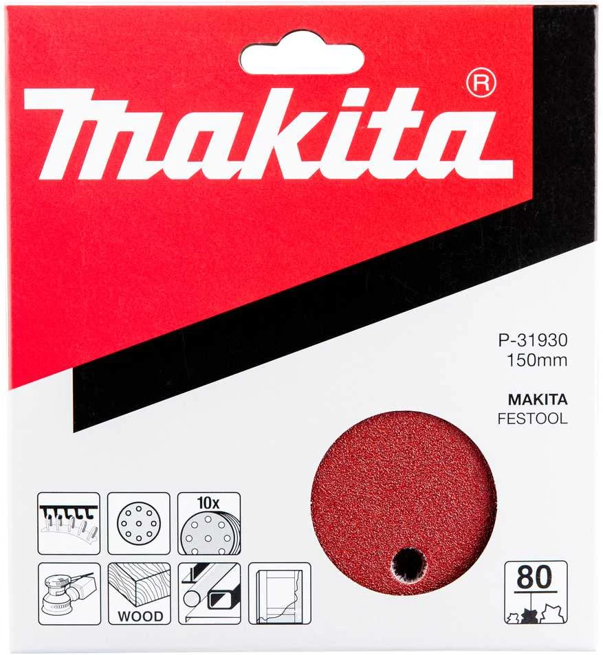 Makita Šlifavimo popierius 150MM K80 (10Vnt.)BO6030 BO6040 P-31930