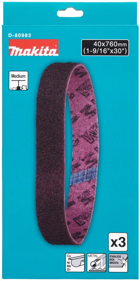 Makita Abrazyvinė neaustinė juosta 40x760 mm, vidutinė, 3 vnt. D-80983