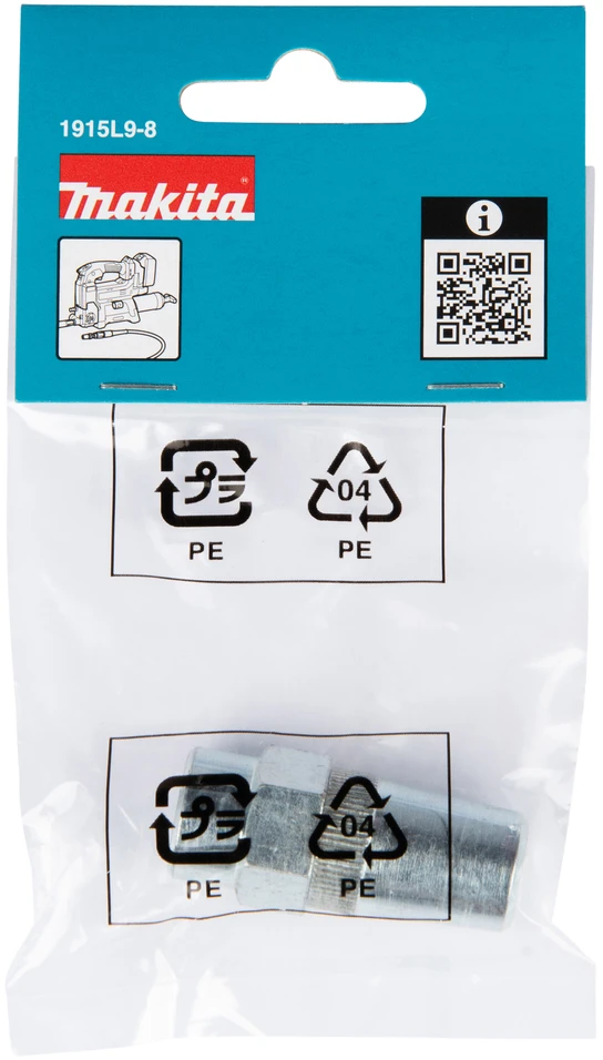 Makita Adapteris (1 vnt) tepalo presui, tvirtinamas prie lanksčios žarnos galo, skirtas prijungti prie tepalo padavimo angos. Tinka tepalo presams GP001G ir DGP180 1915L9-8