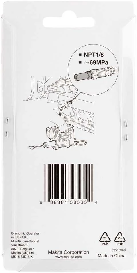 Makita 191W60-2 tepalo preso adapterio naudojimo instrukcija