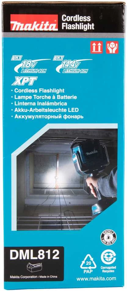 Makita Akumuliatorinis LED prožektorius DML812 14,4V / 18V LXT® • 1250 lm • komplektuojamas be akumuliatoriaus ir kroviklio.