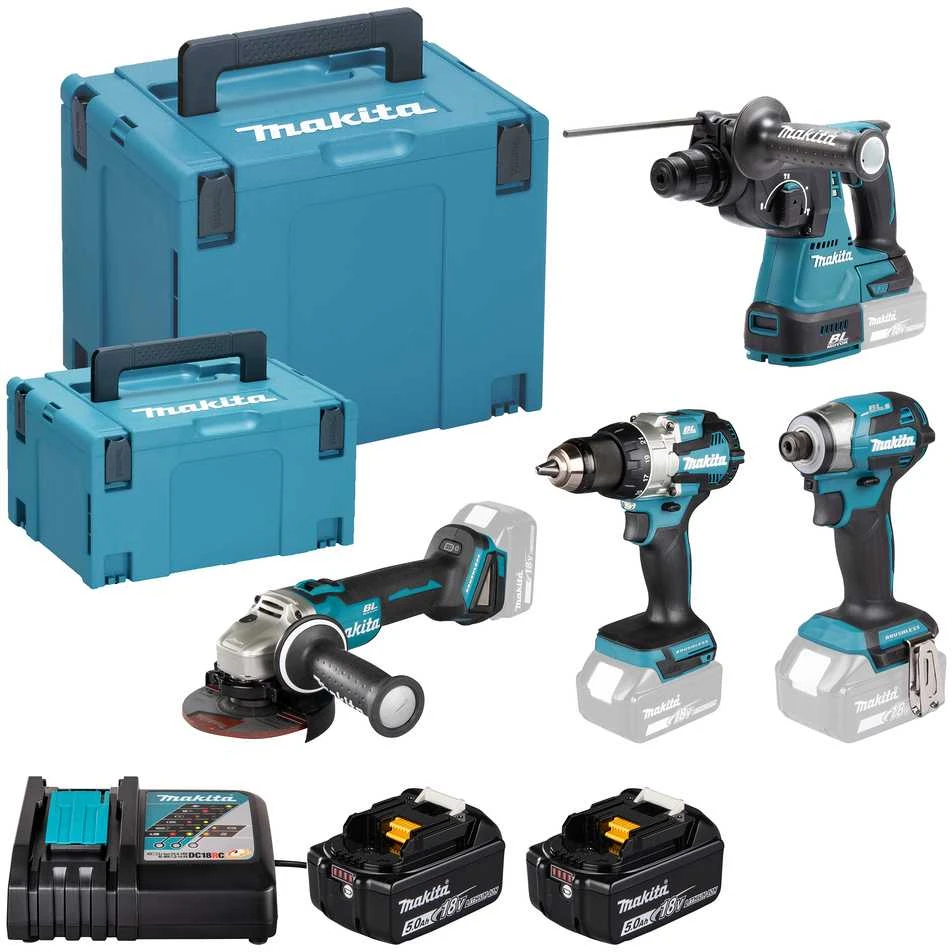 Makita 18V įrankių komplektas su lagaminais priedais