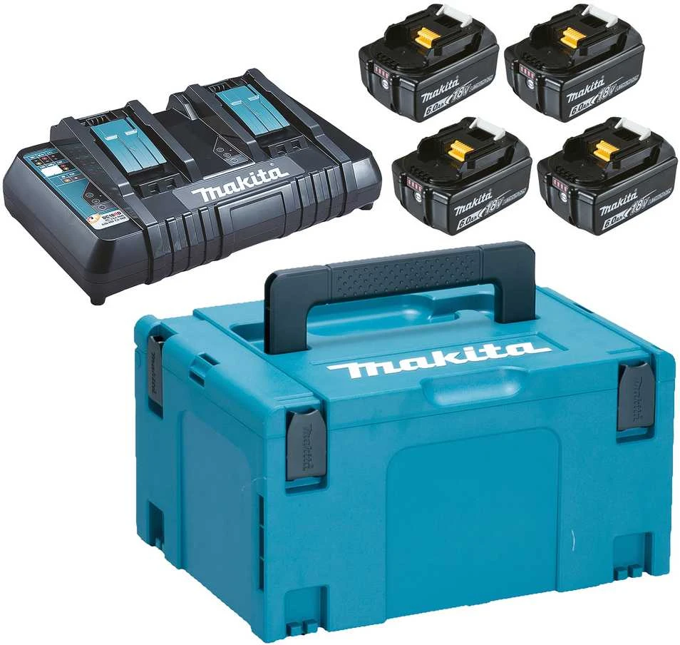 Makita Akumuliatorių ir dvigubo kroviklio komplektas LXT® 198091-4 18V • BL1860B x4 • DC18RD • LXT®