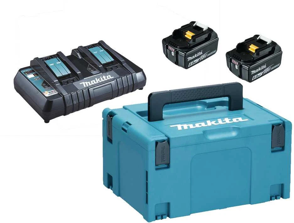 Makita Akumuliatorių ir dvigubo kroviklio komplektas LXT® 198077-8 18V • BL1860B x2 • DC18RD • LXT®