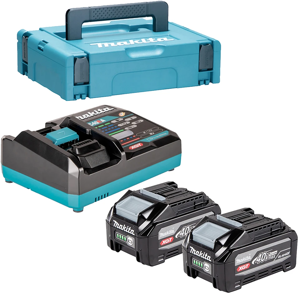 Makita Akumuliatorių ir kroviklio komplektas XGT®, 40Vmax 1911B9-4 XGT® • 40Vmax • 2vnt 4.0Ah • DC40RA