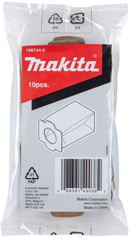 Makita Antibakteriniai popieriniai dulkių maišeliai, 10 vnt, siurbliui CL002G, DCL182, CL114FD, CL121D, DCL184 198744-5