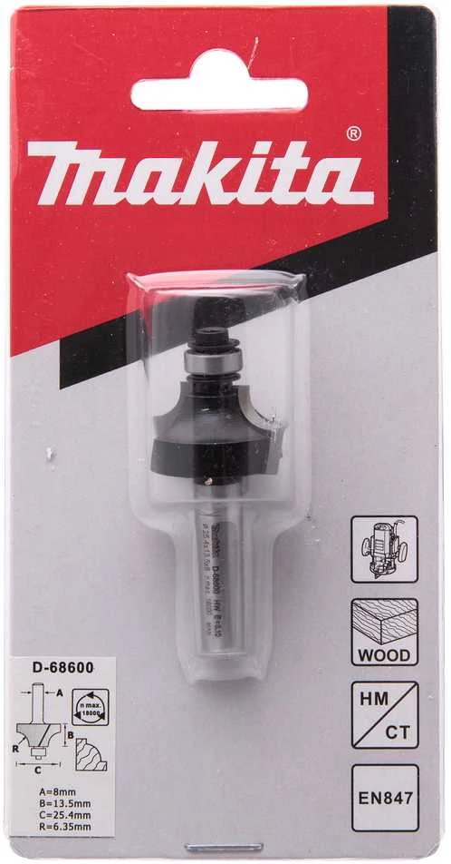 Makita Apvalinimo freza 25,4x13,5 mm/ 54,6mm, 8mm Kotelio skersmuo D-68600