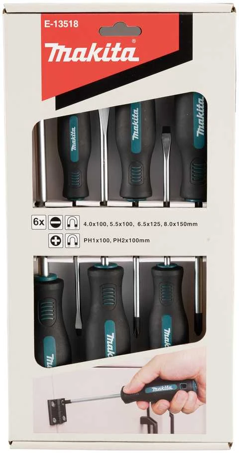 Makita Atsuktuvų rinkinys 6 vnt, PH1x100, PH2x100, SL4.0x100, SL5.5x100, SL6.5x125, SL8.0x150 E-13518