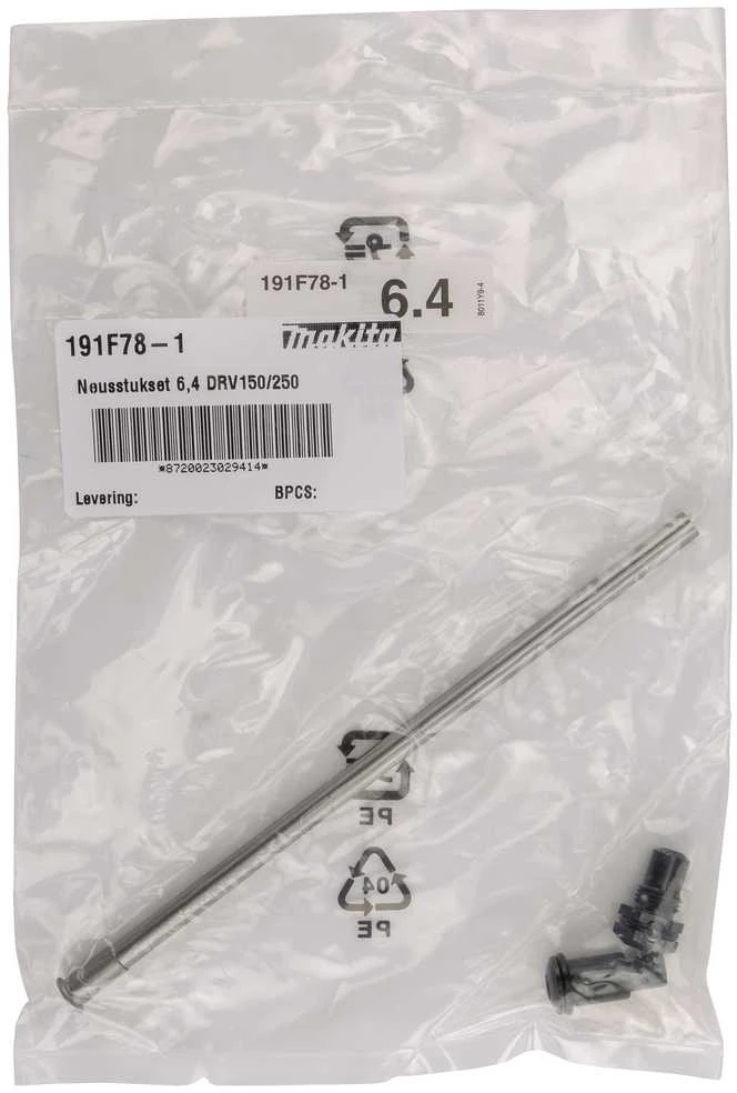 Makita DRV250 priedų rinkinys 6,4 mm kniedėms (kniedės antgalis, vamzdelis) 191F78-1