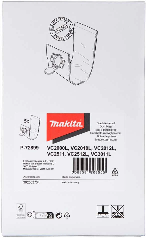 Makita Dulkių maišas popierinis (5Vnt.) VC2512L, VC2012L, VC3011L P-72899