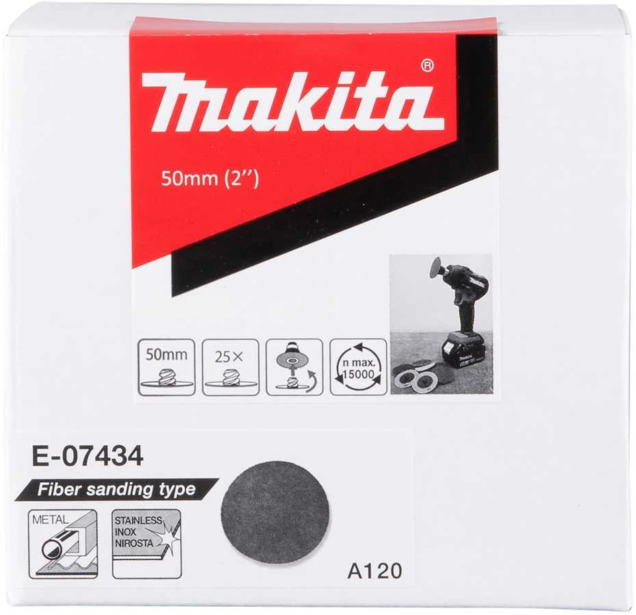 Makita Fibro šlifavimo diskas 50mm, A120, 25vnt/kompl. E-07434 Modelis DPV300, PV301D
