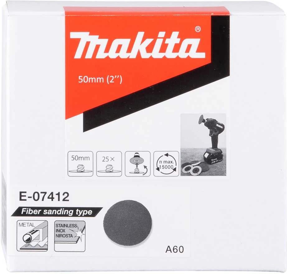 Makita Fibro šlifavimo diskas 50mm, A60, 25vnt/kompl. E-07412 Modelis DPV300, PV301D