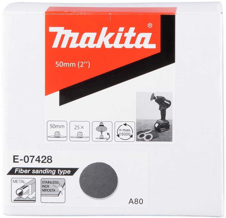 Makita Fibro šlifavimo diskas 50mm, A80, 25vnt/kompl. E-07428 Modelis DPV300, PV301D