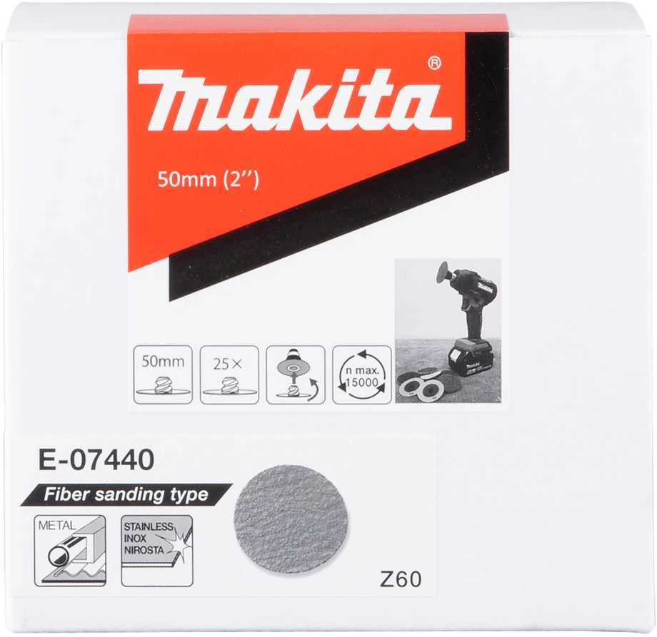 Makita Fibro šlifavimo diskas 50mm, Z60, 25vnt/kompl. E-07440 Modelis DPV300, PV301D
