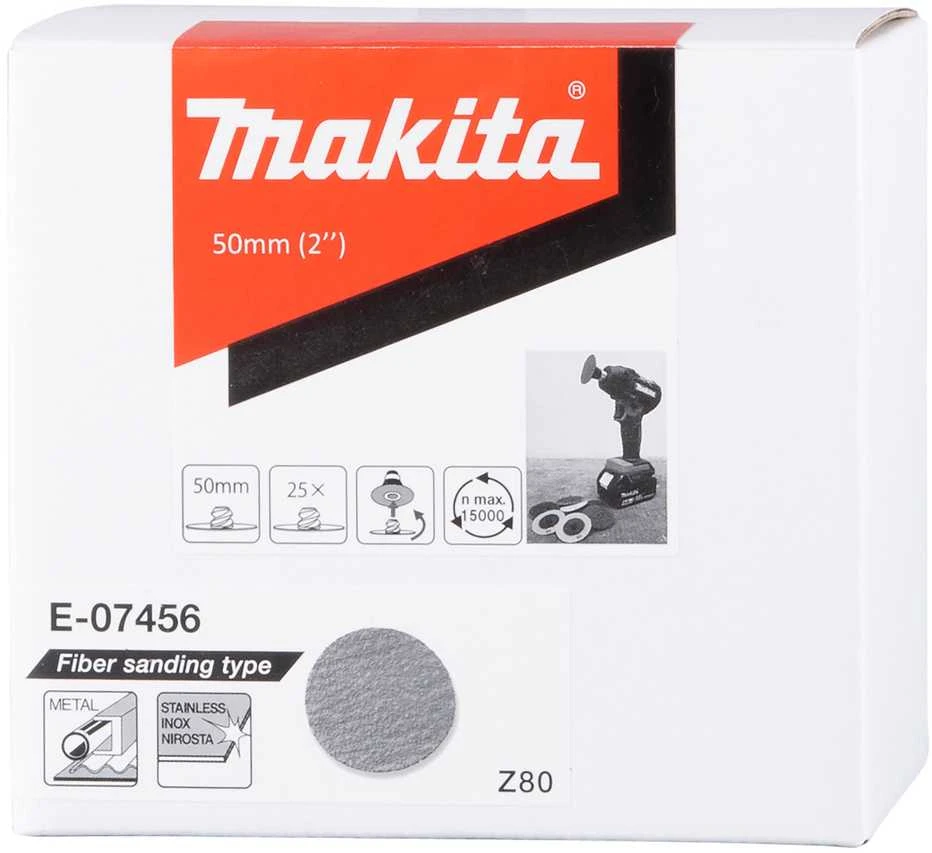 Makita Fibro šlifavimo diskas 50mm, Z80, 25vnt/kompl. E-07456 Modelis DPV300, PV301D