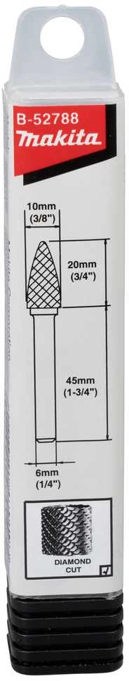 Makita Freza tiesiniam šlifuokliui, kotelis 6 mm, forma SA 10x20 mm B-52788 metalui, nerūd. plienui.