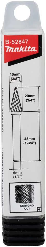 Makita Freza tiesiniam šlifuokliui, kotelis 6 mm, forma SA 10x20 mm B-52847 metalui, nerūd. plienui.