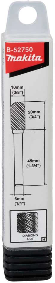 Makita Freza tiesiniam šlifuokliui, kotelis 6 mm, forma SA 10x20 mm B-52750 metalui, nerūd. plienui