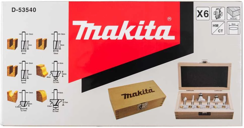 Makita Frezų rinkinys 6Vnt., 8mm cangei D-53540