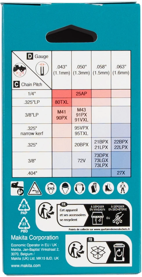Makita Grandinės MC 45cm/18" , 0,325", 1,3mm, 74H 1916A2-1