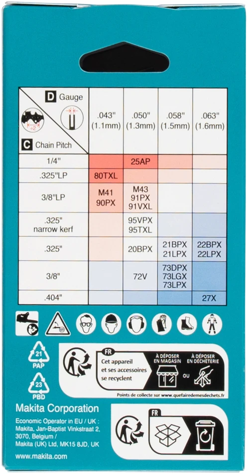 Makita Grandinės MC 55cm/20" , 0,325", 1,3mm,82H 1916A3-9