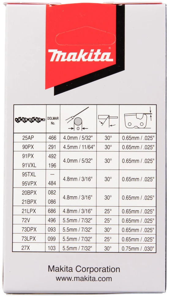 Makita Grandinės MC 95VPX 33cm/13", 0,325", 1,3mm, 56H 191H22-0