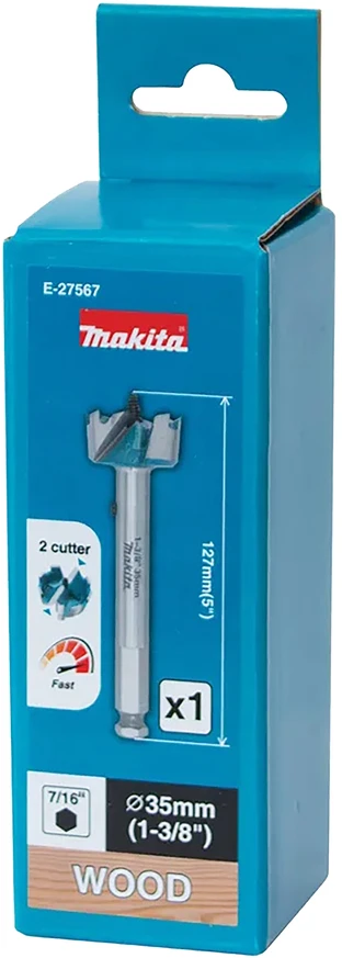 Makita Grąžtas medienai su 2 pjaunančiomis briaunomis, 35mm, su 7/16" šešiakampiu koteliu E-27567