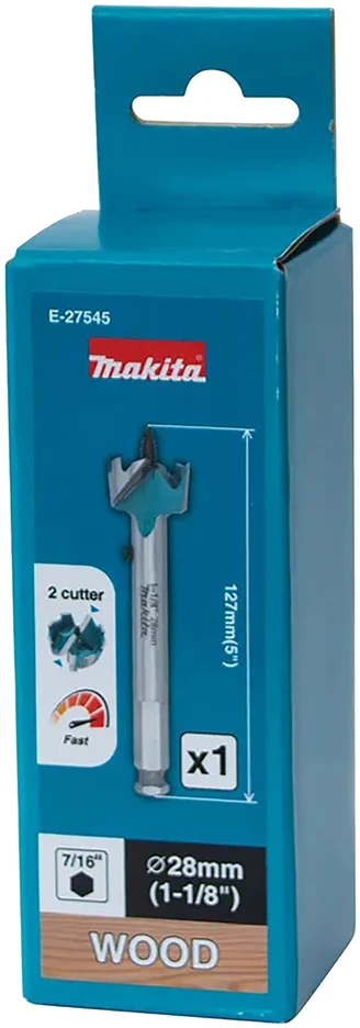 Makita Grąžtas medienai su 2 pjaunančiomis briaunomis, 28mm, su 7/16" šešiakampiu koteliu E-27545